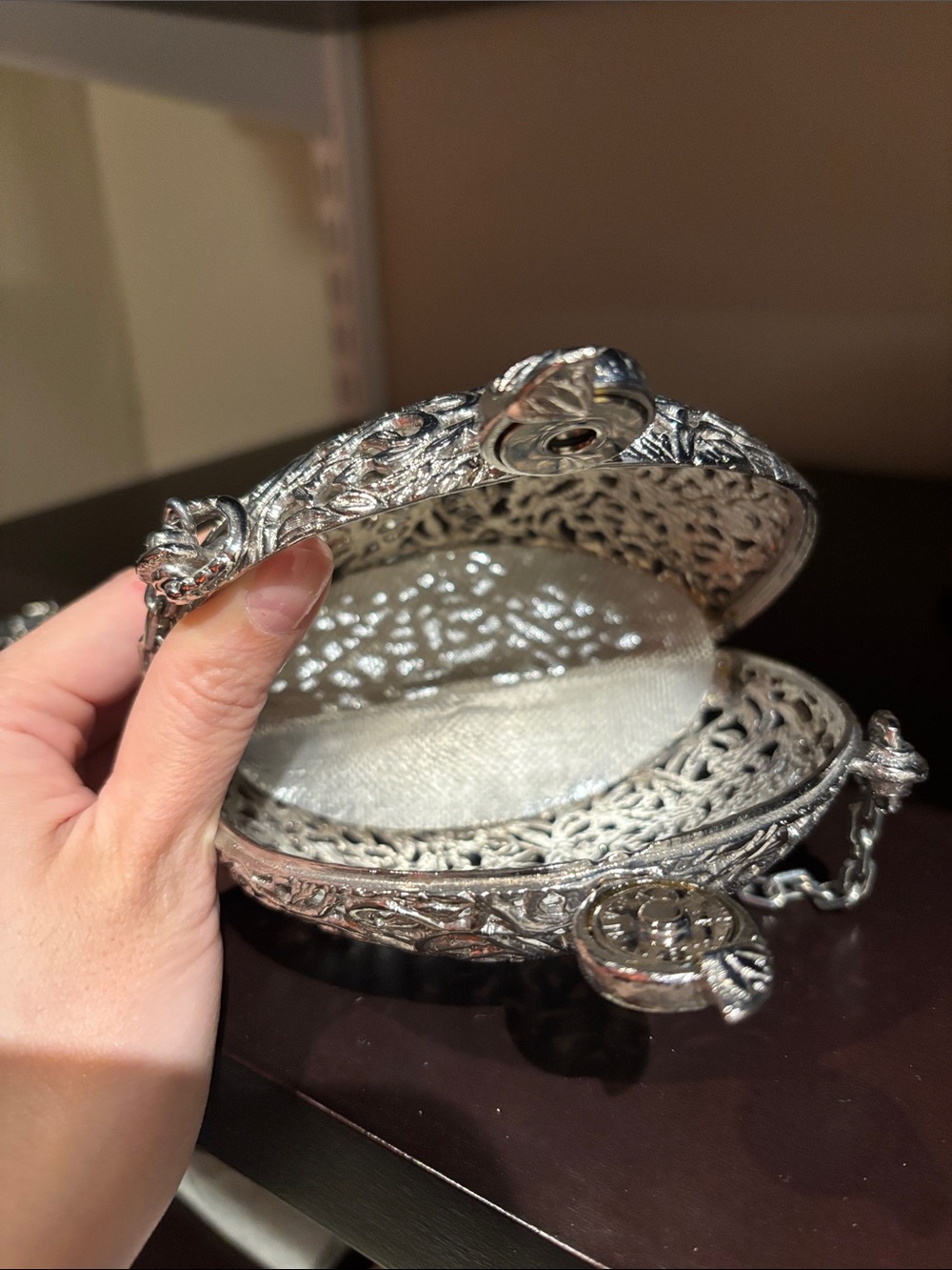 Vintage Mini Silver Filigree Evening Clutch Never Worn - Picture 2 of 4